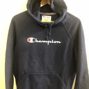 Champion Men’s Navy Logo Hooded Sweatshirt Size L